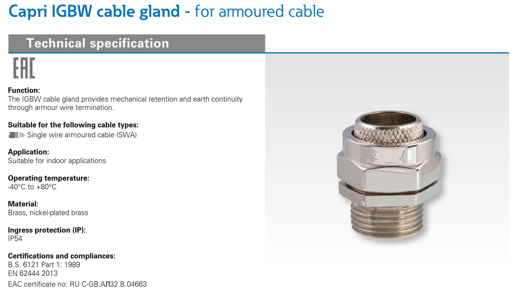 Capri Igbw Versatile Industrial Cable Glands Ghitech Co Id